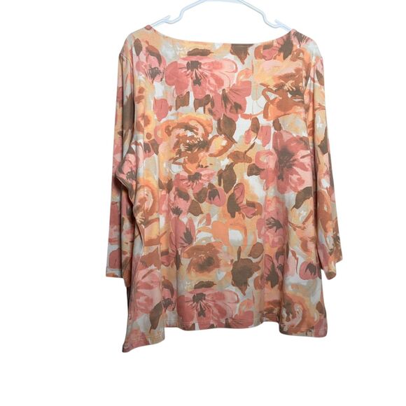 Ruby Rd Blouse Women's 1X Round Neck Beaded Colorful Artsy Floral Top NWT - Picture 4 of 10